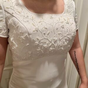 Elegant White Embroidered Wedding Dress